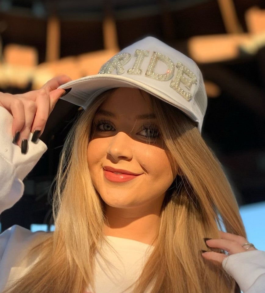 "BRIDE" White Mesh Hat