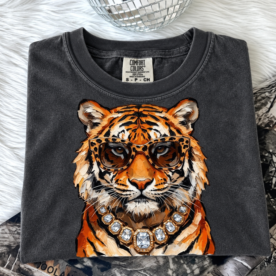 Glam Tiger Comfort Colors Graphic Tee Short Sleeve