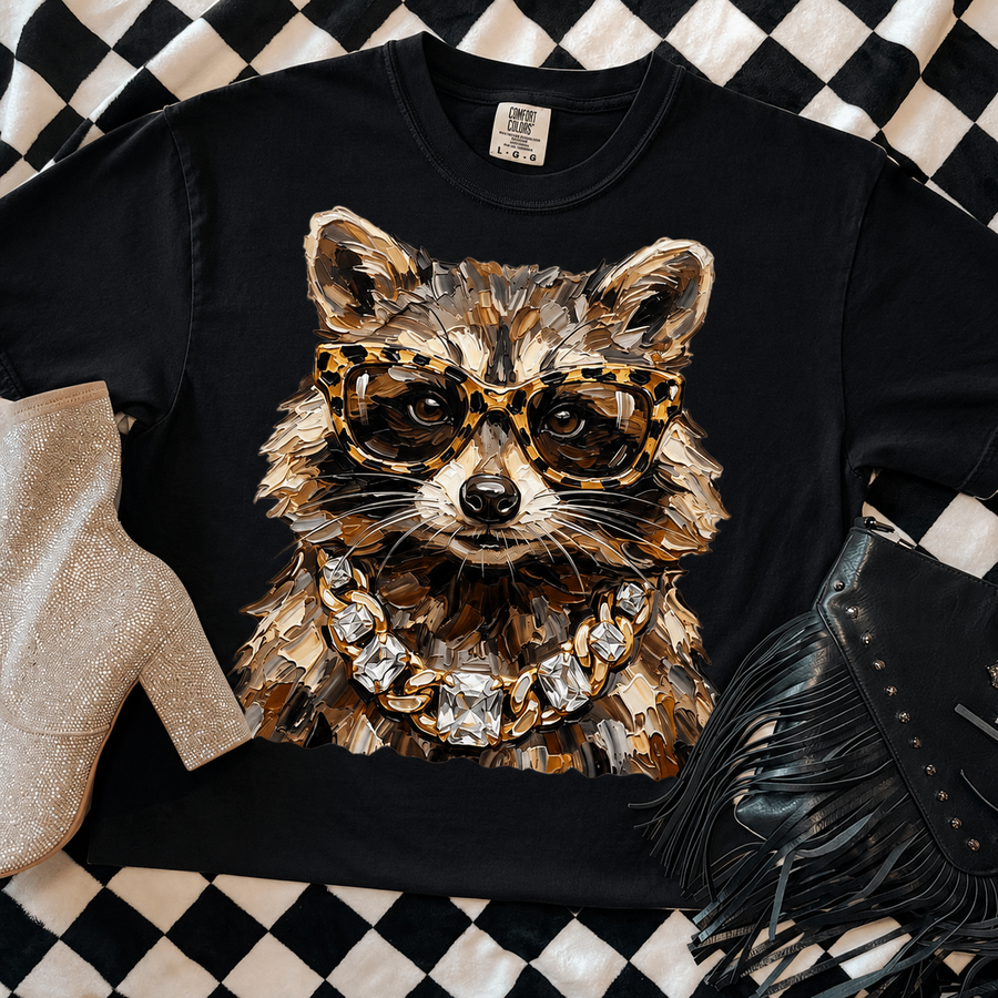 Glam Raccoon Comfort Colors Graphic Tee Short Sleeve