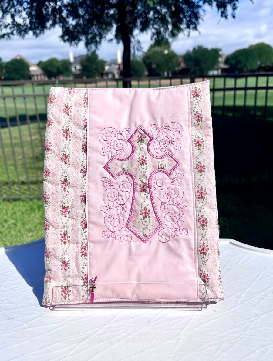 Custom Bible Cover - Pink with floral detail