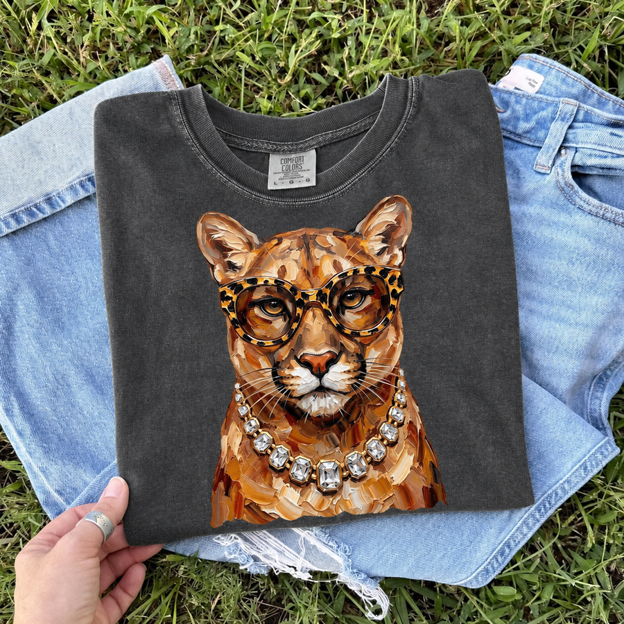 Glam Cougar Comfort Colors Graphic Tee Short Sleeve