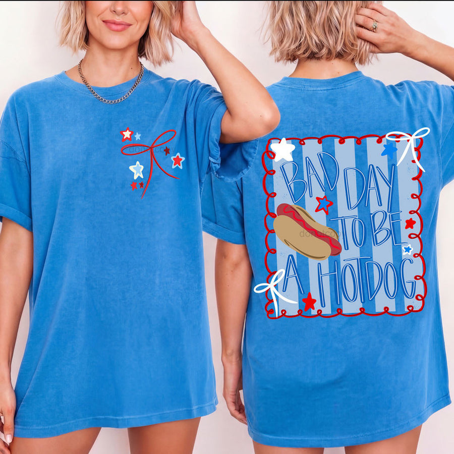 Bad Day to Be A Hot Dog Graphic Tee Short Sleeve
