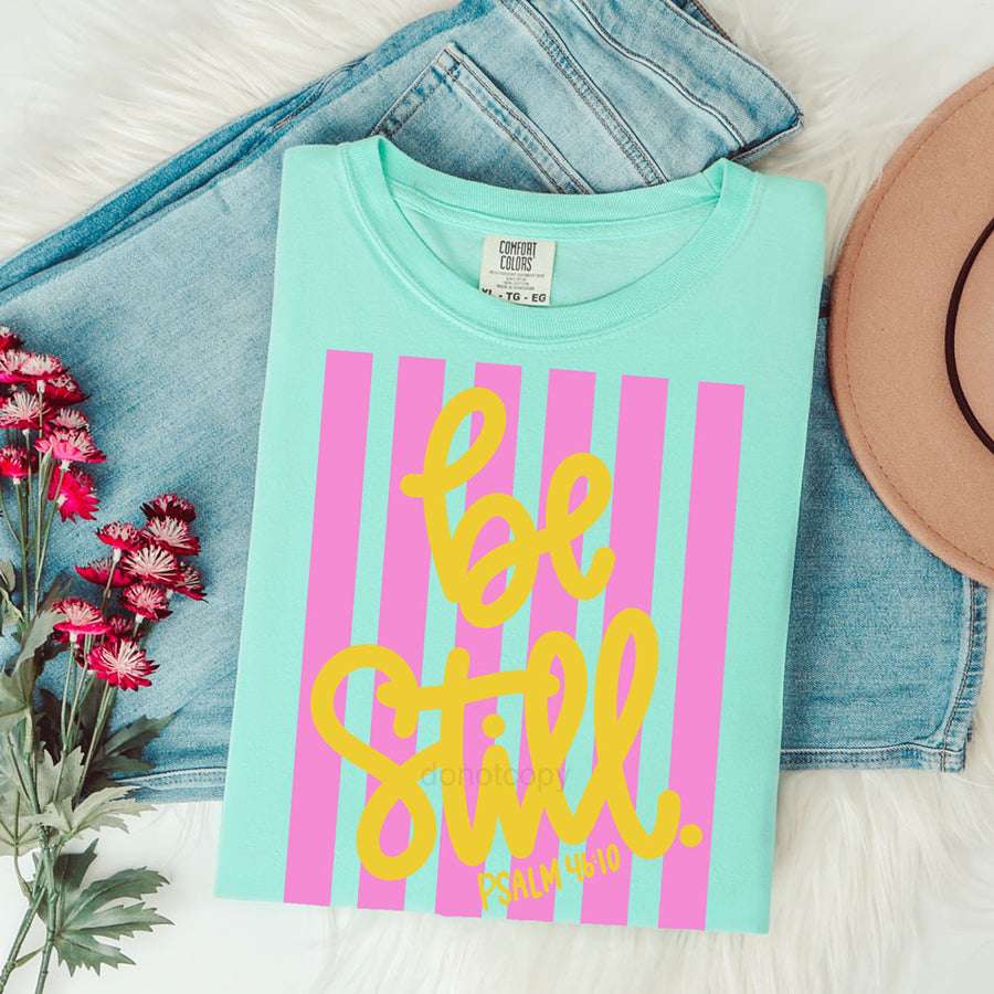 Be Still Psalm 46:10 Teal Graphic Tee Short Sleeve