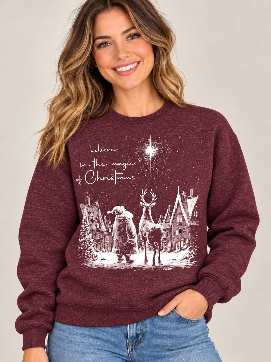 Believe in the Magic of Christmas maroon sweatshirt