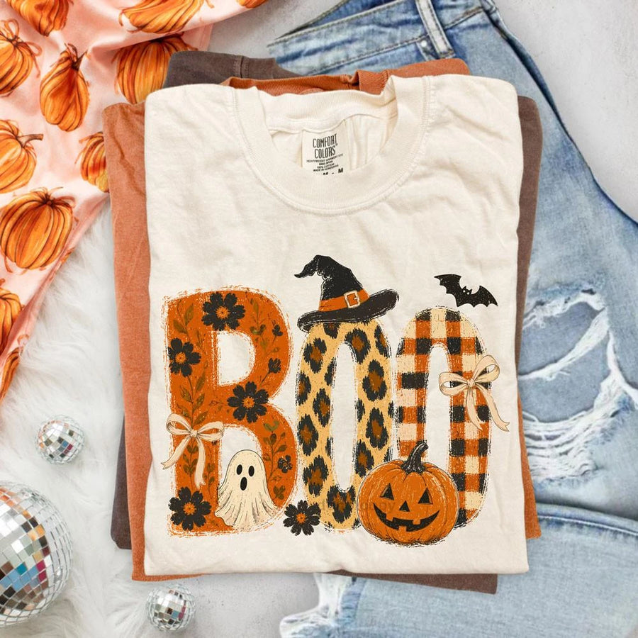 Patterned Boo graphic tee