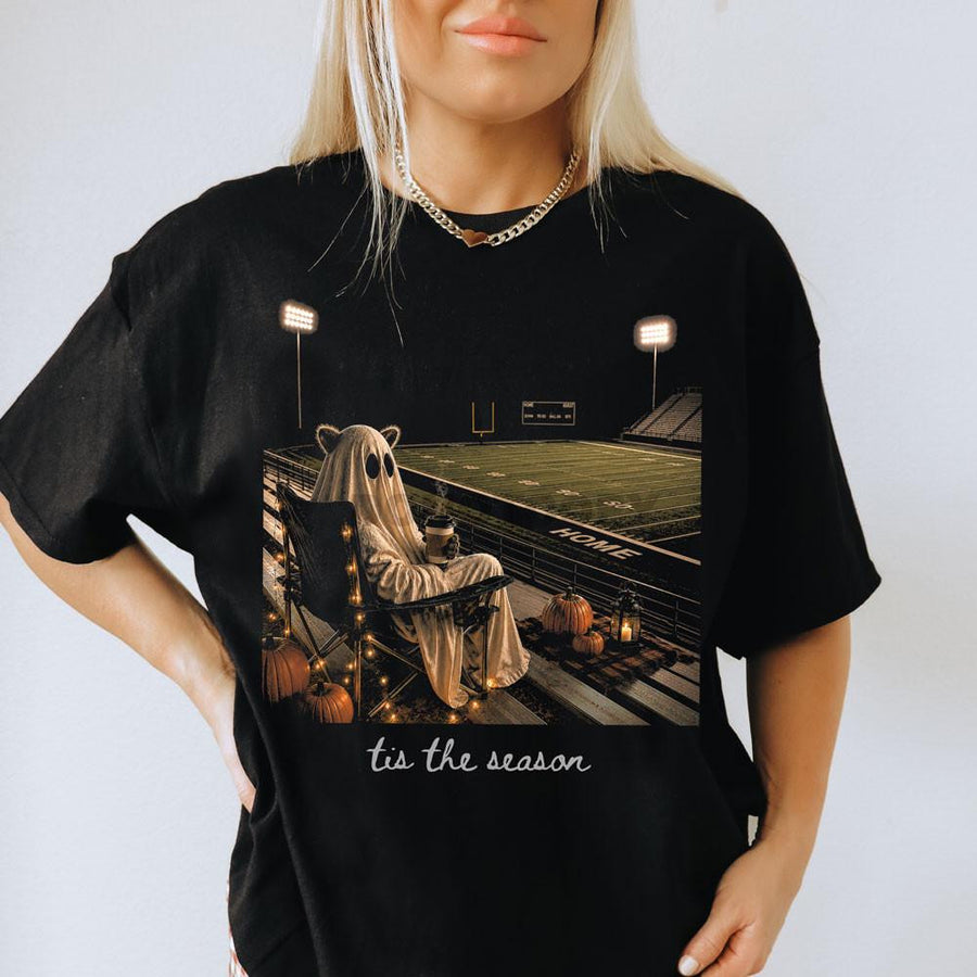 Tis the Season Football Ghost graphic tee