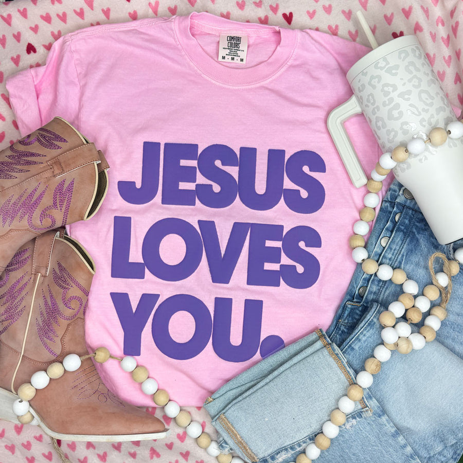 Jesus Loves You Graphic Tee with Short Sleeves (Pre-Order)
