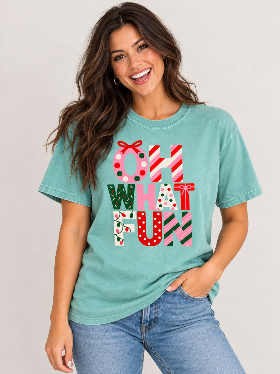 Oh What Fun sage Christmas tee