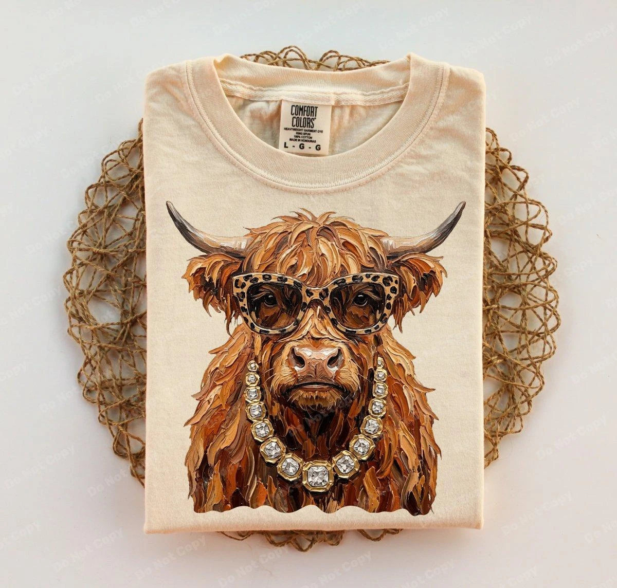 Glam Highland Cow graphic tee