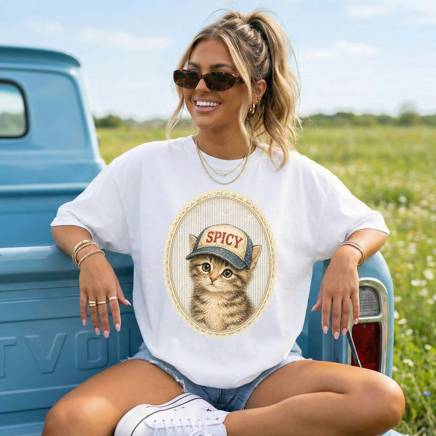 Spicy Kitten Graphic Tee with Short Sleeves (Pre-Order)