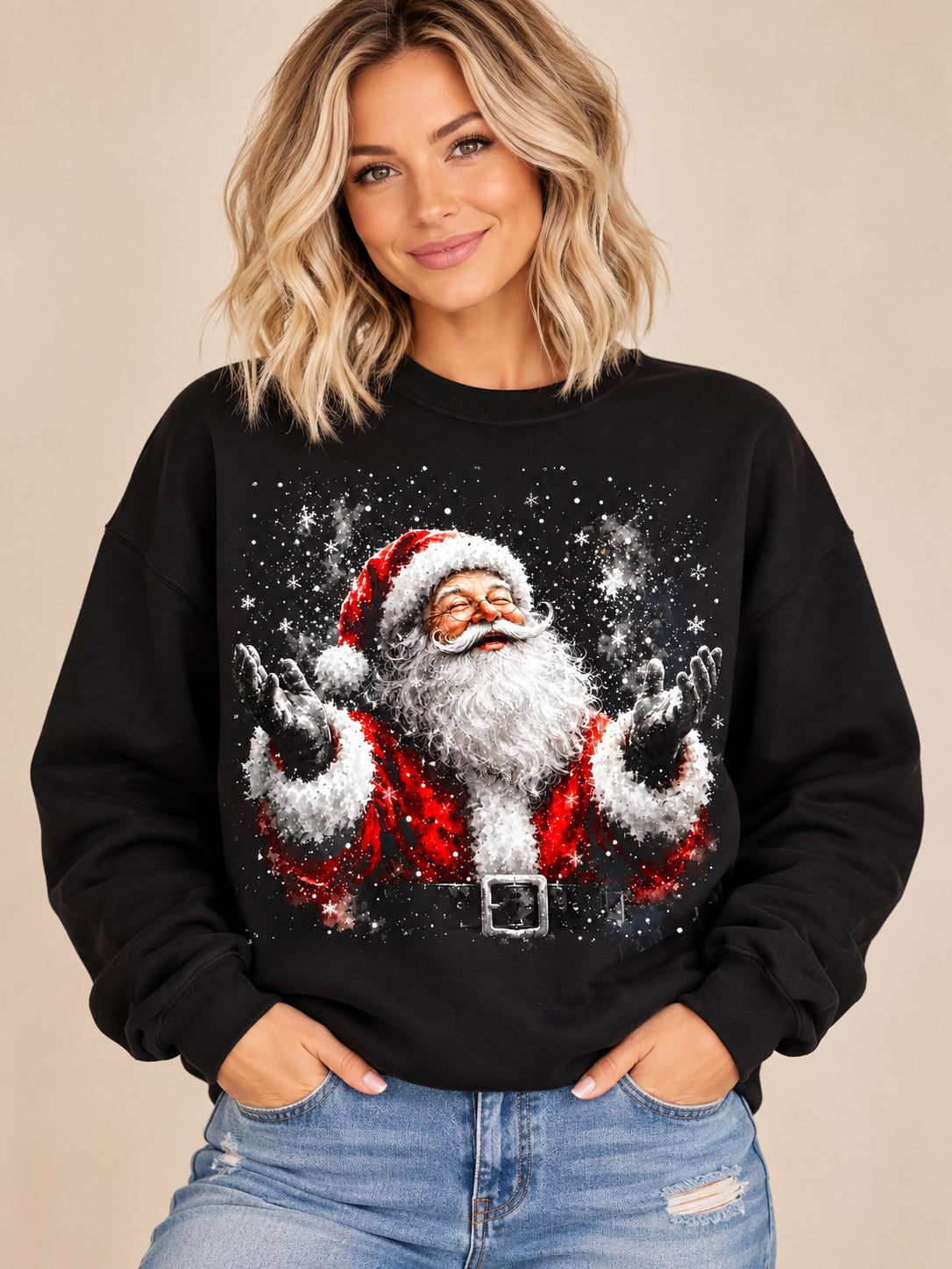 Vintage Santa black Christmas sweatshirt